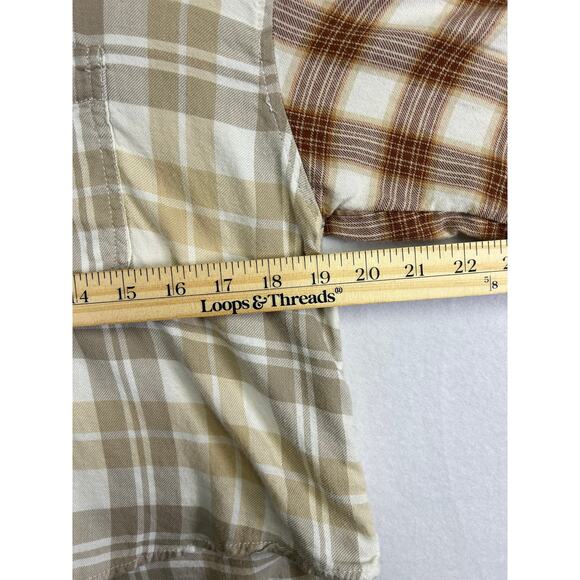 Cabin Core American Eagle Cropped Patchwork Flannel | Extra Small - Picture 8 of 12